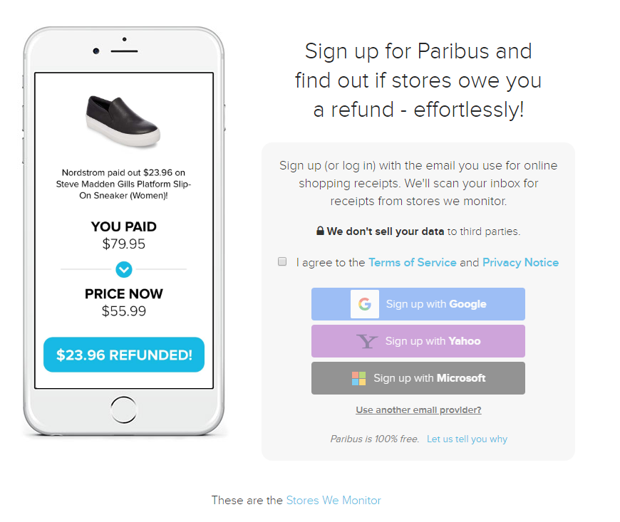 Paribus-sign up